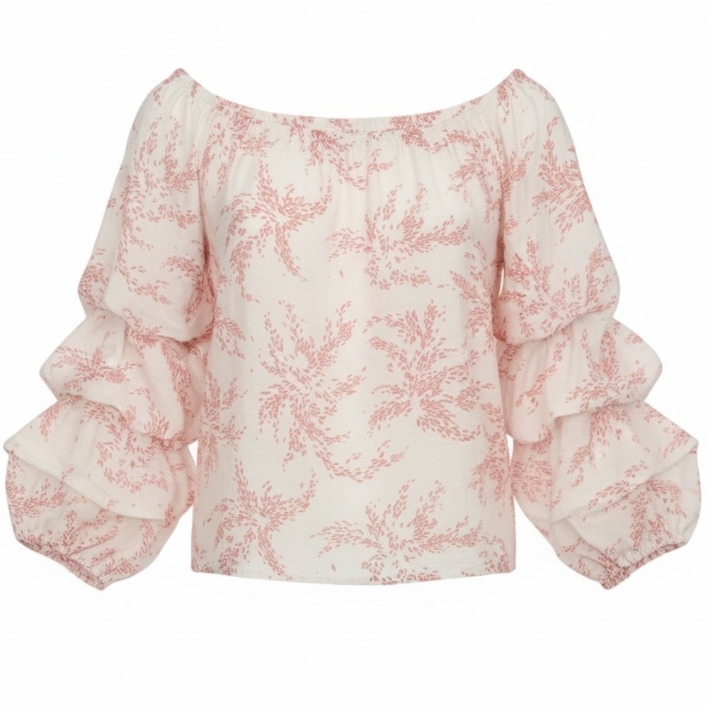 Emilio Pepe Off‑Shoulder Ruffle Sleeve Blouse – Size L